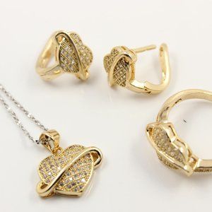 Heart ring necklace earrings